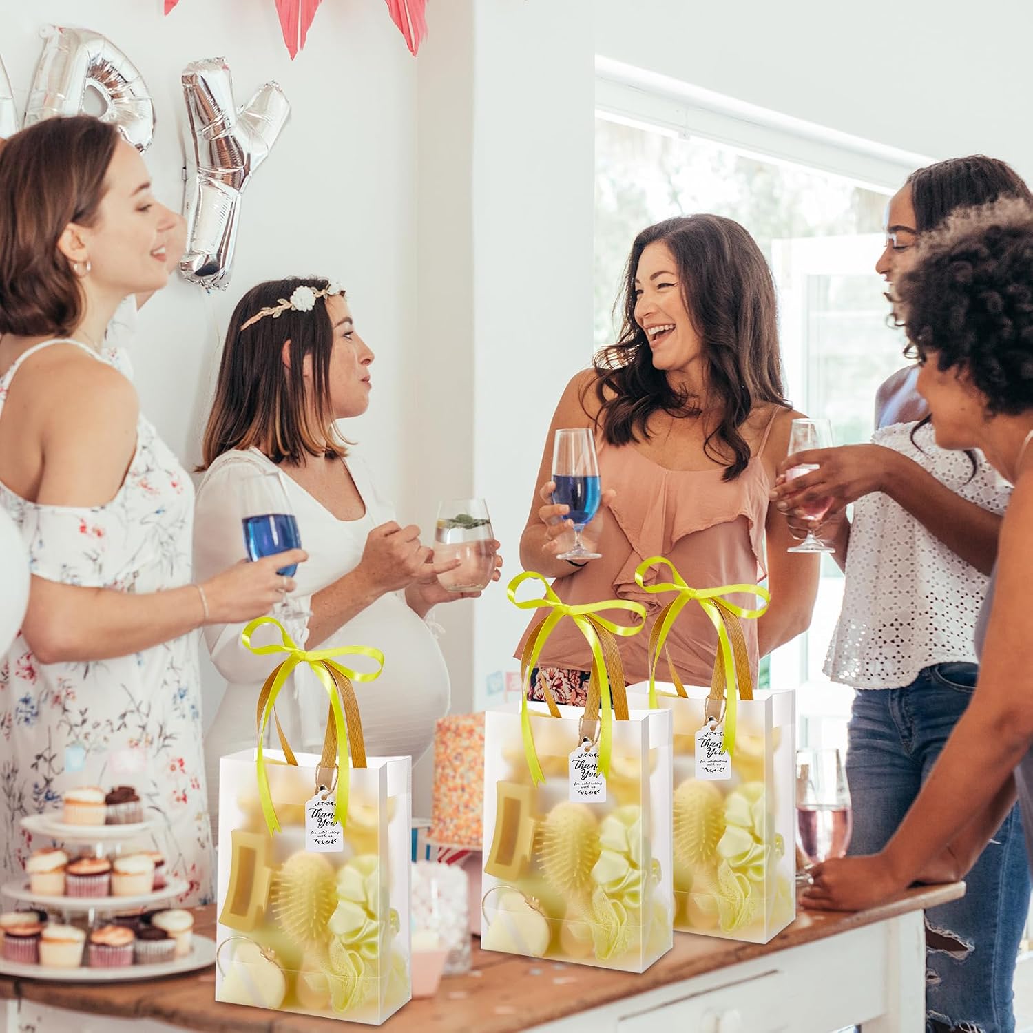 74Pcs Baby Shower Prizes for Game Winners Baby Shower Favors Gifts including Headband Hair Brush Jewelry Box with Gift Bag for Baby Shower Game Prizes Wedding Bridal Shower Favors (Yellow)