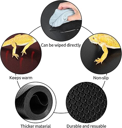 Miniatura 6 de REPTI ZOO Reptile Substrate Mat Terrarium Carpet, 118" x 23.6" Non-Adhesive Reptile Terrarium Bedding Substrate Liner, Reptile Tank Accessories for