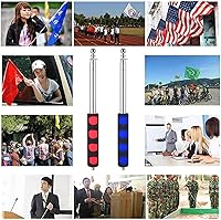 Vista 7 de Mástiles telescópicos de mano de 3.9 ft con clips, poste de bandera telescópico portátil de acero inoxidable de 4 pies – asta de bandera para guía