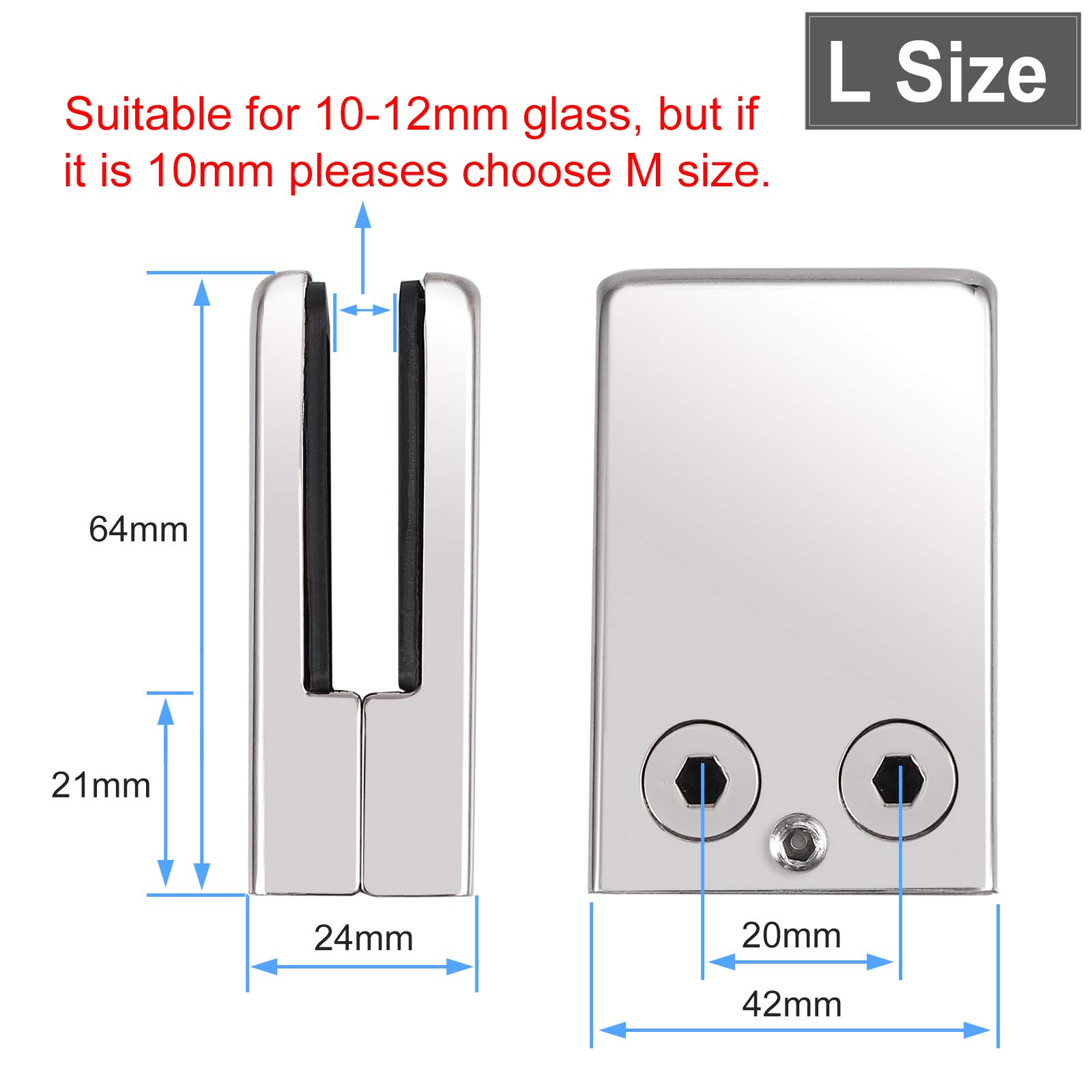 Proster 8 Pezzi Supporto Vetro 11-12mm Acciaio Inossidabile 304 Morsetto Fissa Vetro Con 2 Cacciavite per Ringhiera Balaustra Corrimano della Scala - Lucido Nero