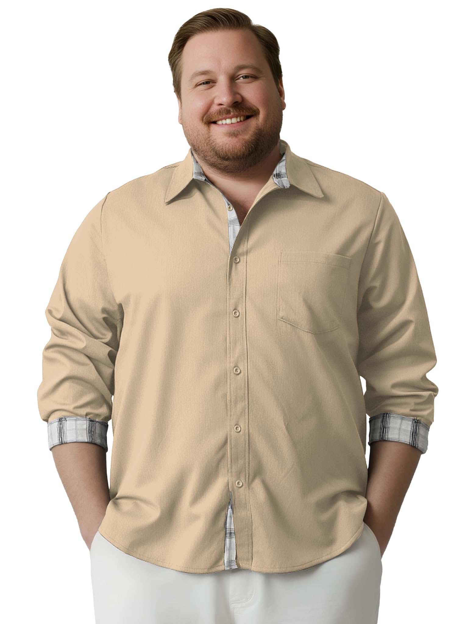 Big and Tall Textured Long Sleeve Button Down Shirt