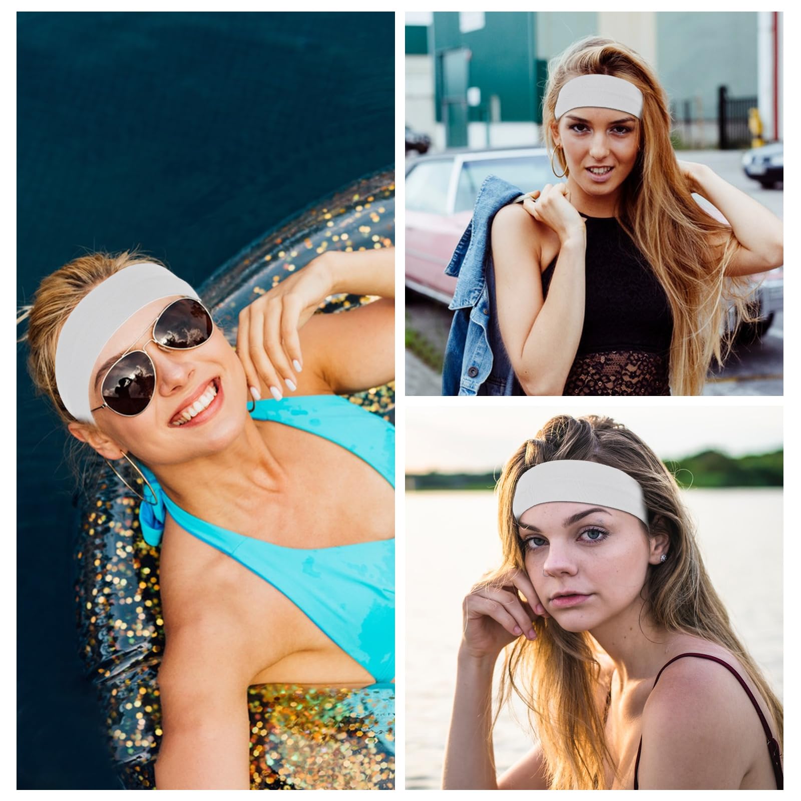 Fascia Per Capelli Sportiva In Cotone - Confezione Da 6 Pezzi Neri Unisex - Foto 3