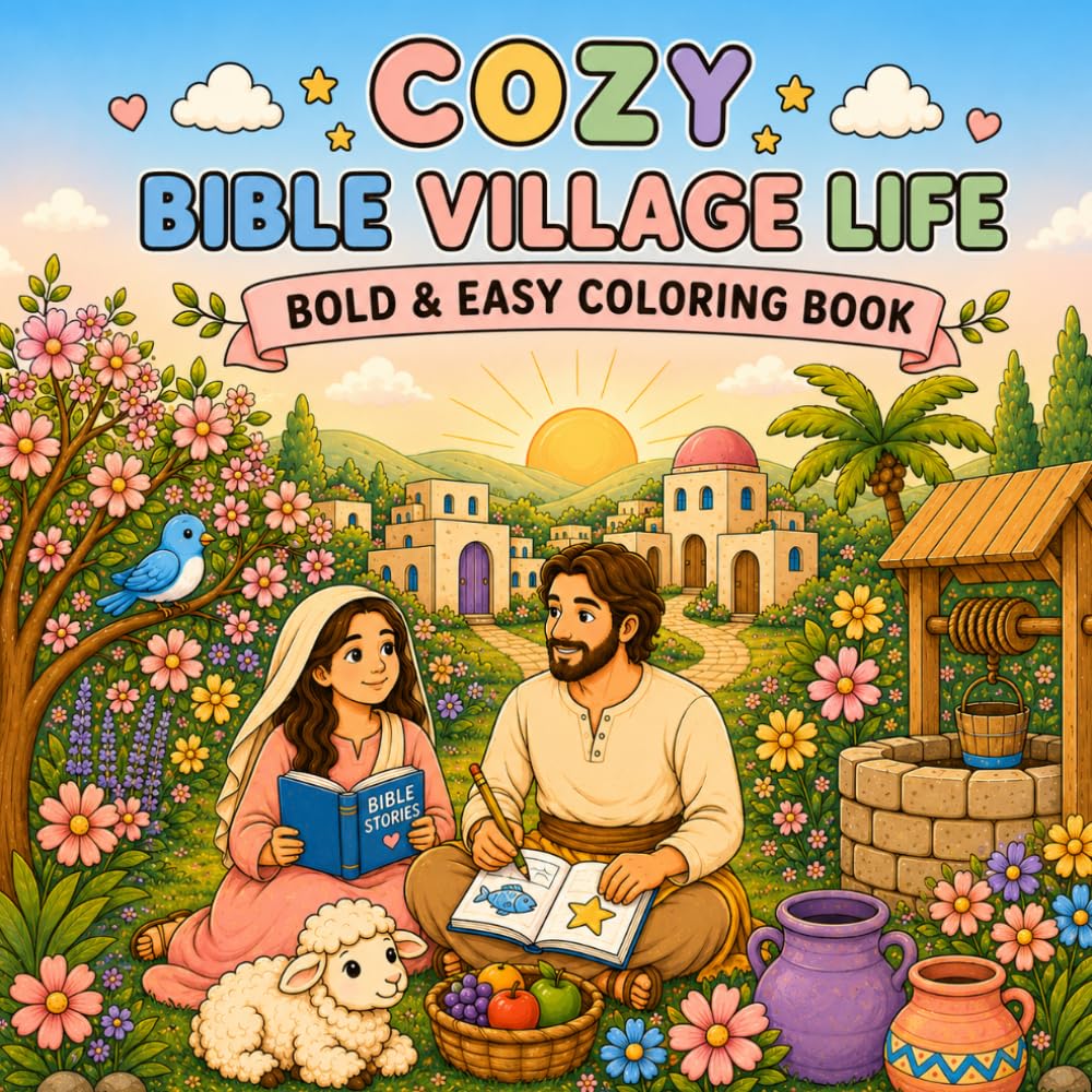 Cozy Bible Village Life: Bold and Easy Coloring Book