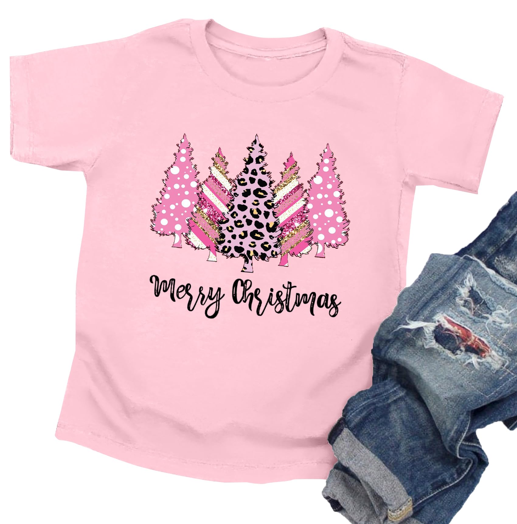 Christmas Tree Shirt for Toddler Boys Girls Merry Christmas T-Shirts Short Sleeve Holiday Tee Xmas Gift Tops