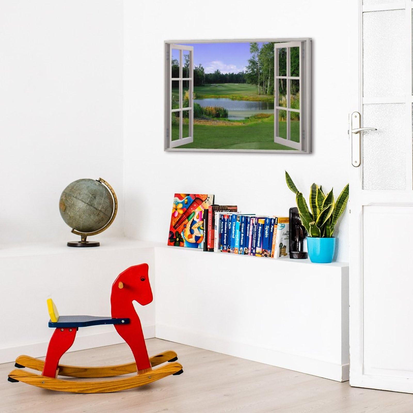 Amazon.co.jp: 絵画 窓の外のゴルフ場インテリア 絵画 ゴルフクラブ