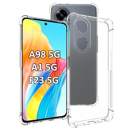 Case for Oppo A98 5G/A1 5G/F23 5G Clear TPU Four Corners Protective Cover Transparent Soft