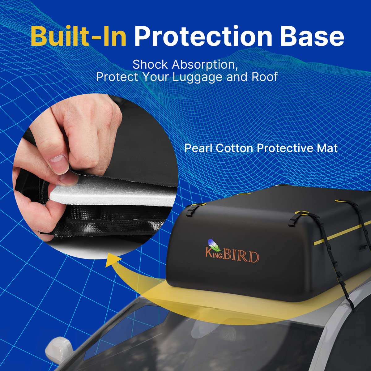 KING BIRD 20 Cubic Feet Car Roof Bag,700D PVC Waterproof Rooftop Cargo