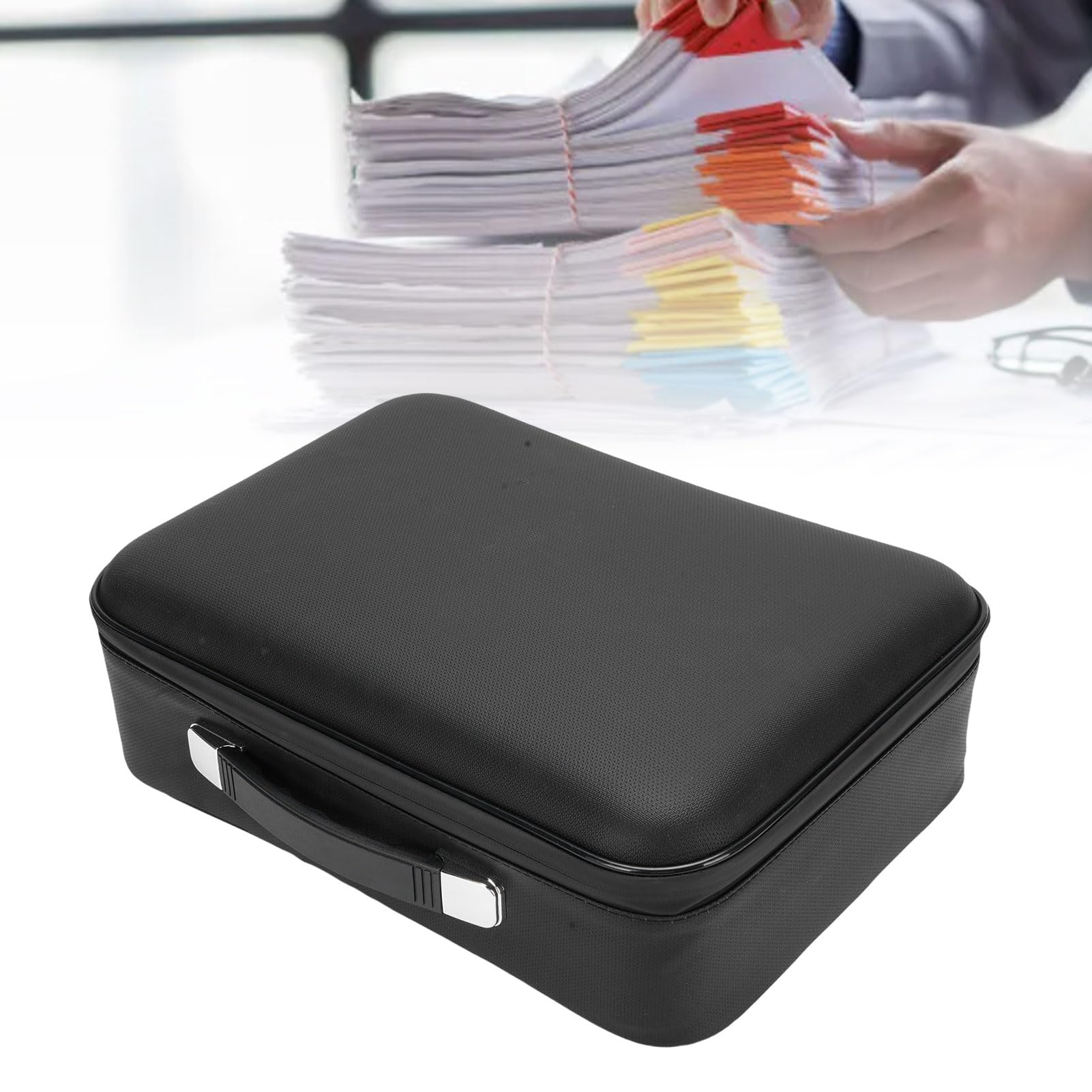 FILFEEL Boîte à Documents Ignifuge avec Serrure à Combinaison à 3 Chiffres – et étui Rigide Résistant aux Chocs pour Passeports, Certificats, Ordinateur Portable jusqu'à 15,6 Pouces et Fichiers