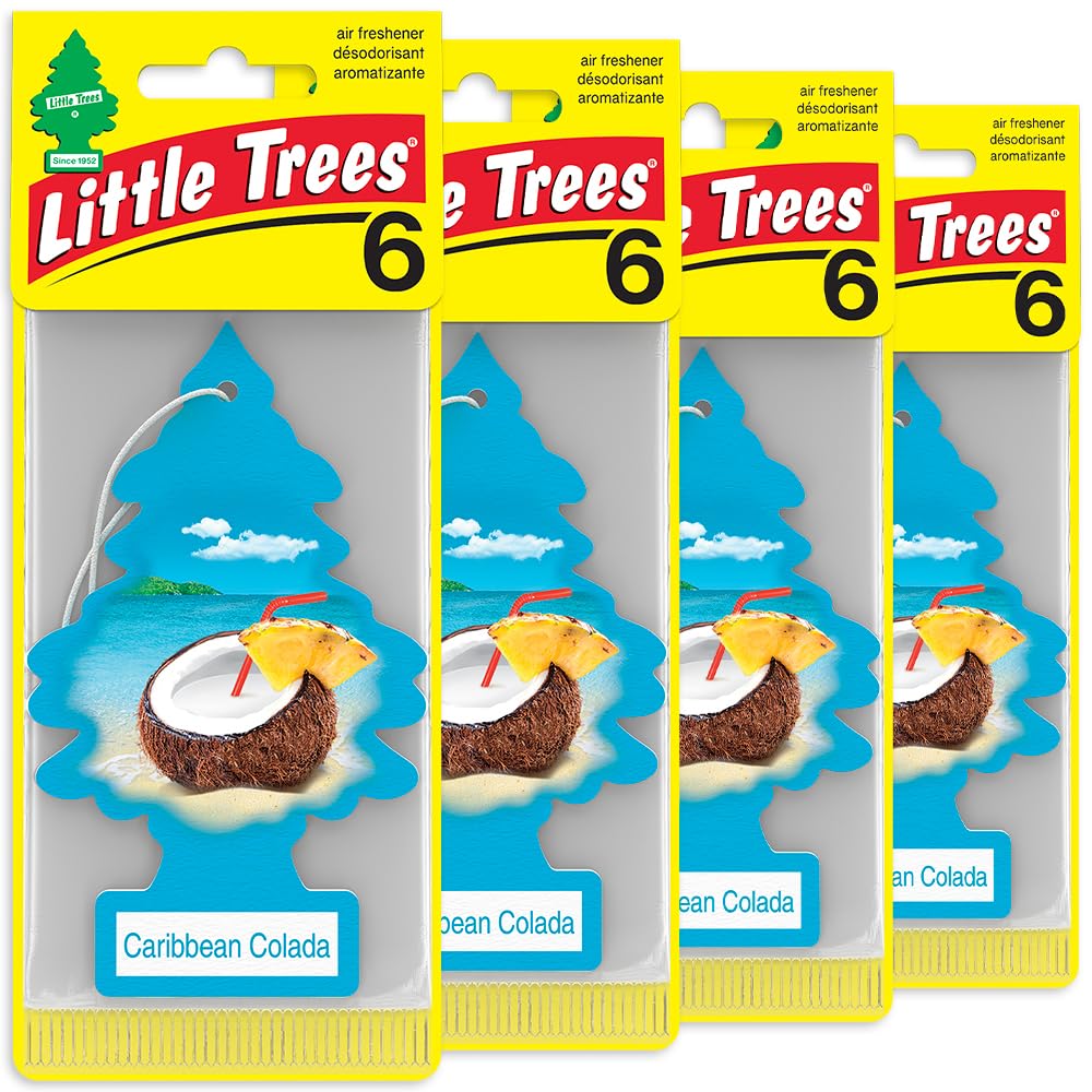 LITTLE TREES Car Air Freshener. Hanging Tree provides long-lasting scents for cars and homes, Caribbean Colada, 24 Air Fresheners