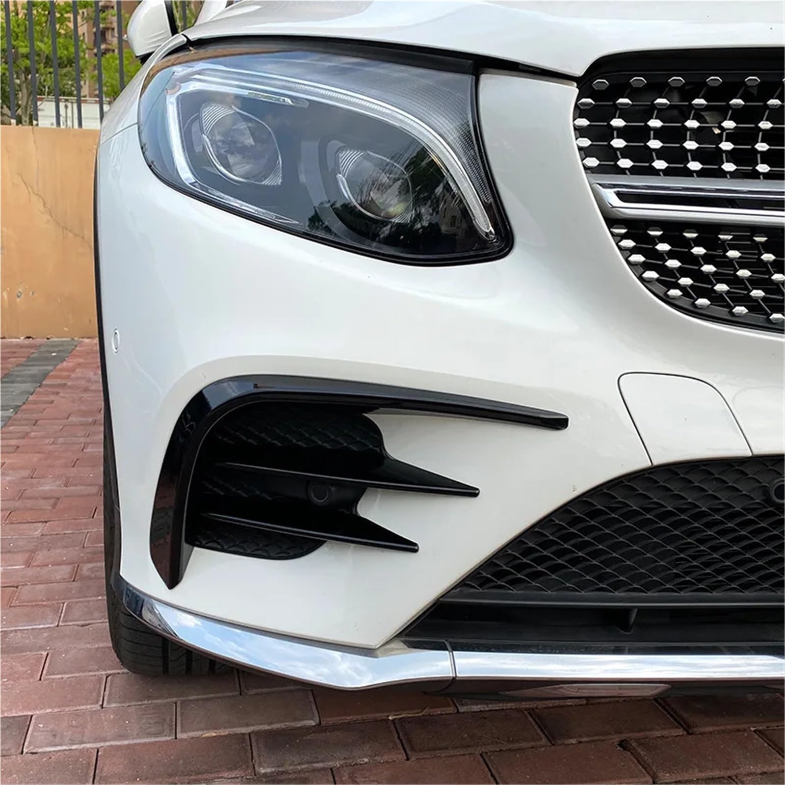 Przedni zderzak, splitter, pasuje do Mercedesa, pasuje do Benz, pasuje do klasy GLC, GLC260, GLC300, GLC43, pasuje do AMG X253 2016-2019 spoiler samochód warga ochronna(4PCS Glossy Black)