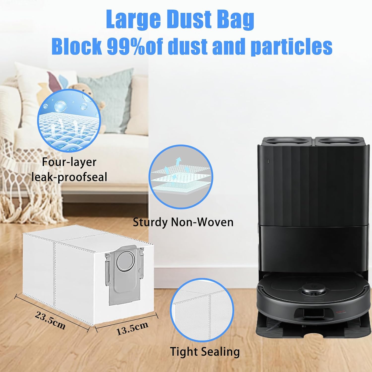 20-Piece Replacement Parts Kit for Roborock QV35A/QV35S, QR798/QR598 Robot Vacuums Includes: 2 Main Brushes 4 Filters 4 mop Pads 4 Side Brushes 4 dust Bags 2 Tools