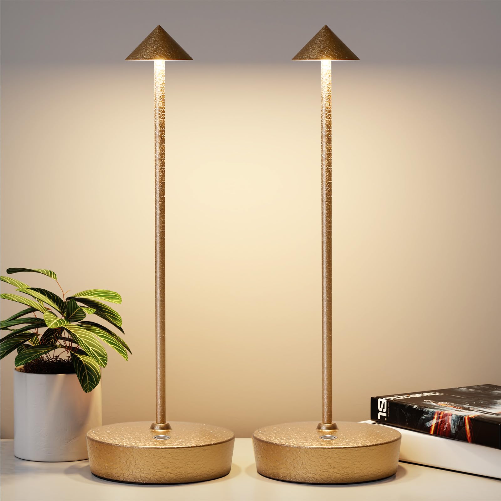 YIBEN 2Pack Rechargeable Cordless Portable LED 6000mAh USB Table Lamp