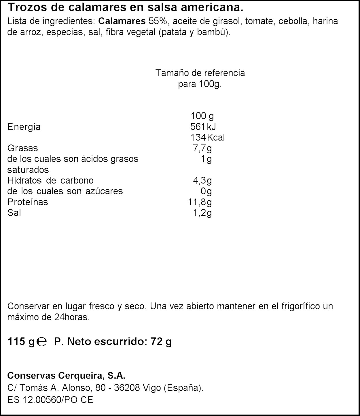 Lot de 10 boites de bouts calamars en sauce américaine de marque pay pay