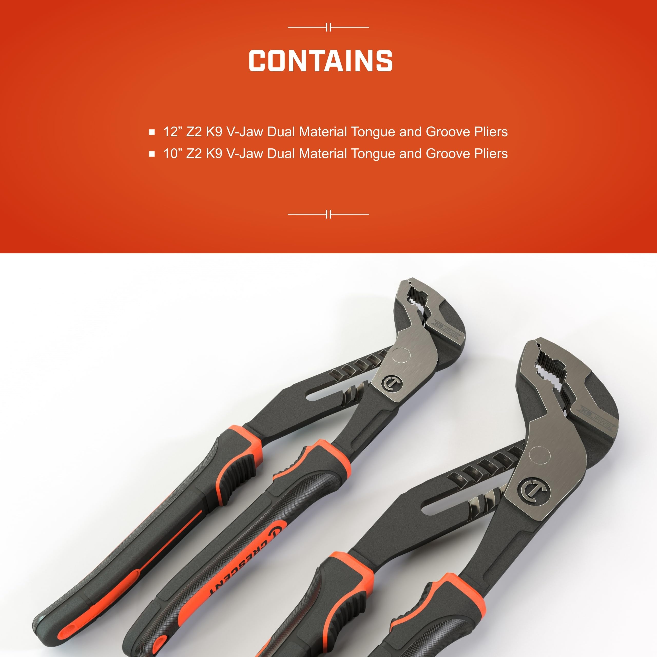 Crescent Z2 K9 V-Jaw Dual Material Tongue & Groove Plier Set