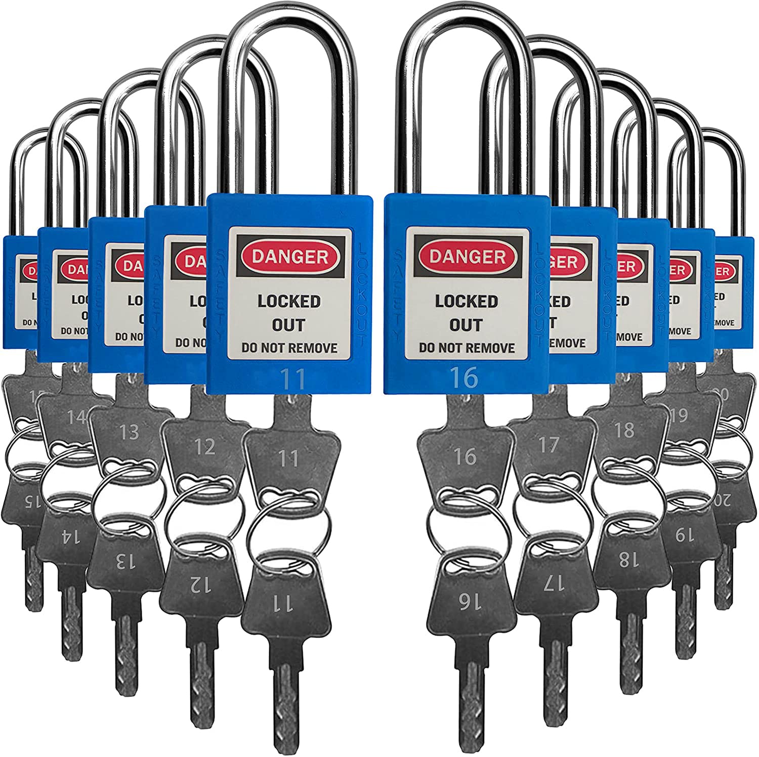Lockout Tagout Locks, Safety Padlock,Blue 10PCS（NO.1-10）