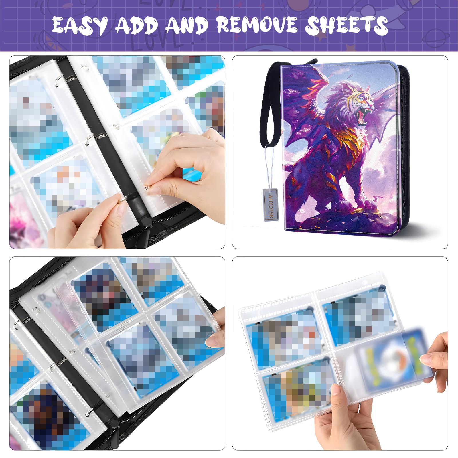 Sammelalbum Für Karten - 50 Seiten Mit 900 Karten Kapazität PU Leder Sammelmappe