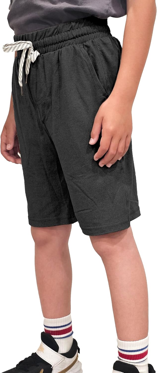 Boys Yoga Shorts, Athletic Drawstring Shorts, Recycled Polyester Blend