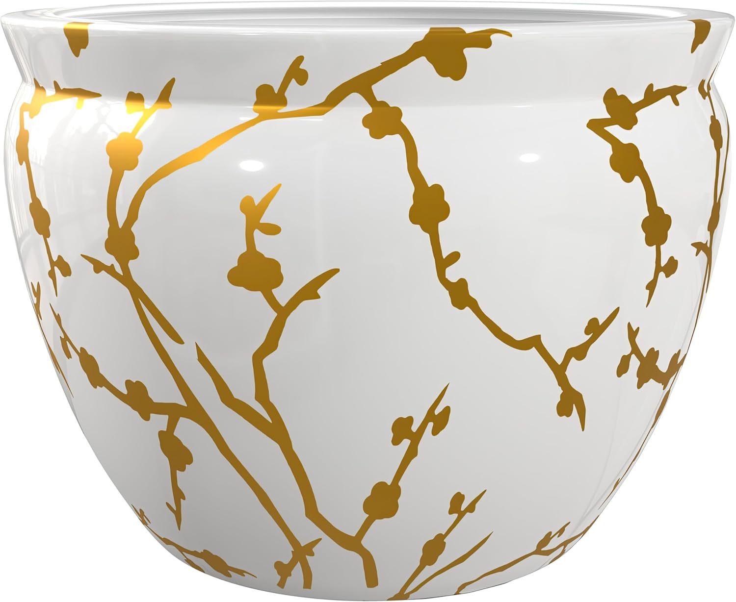 Red Lantern 14" Pure Silver Porcelain Fishbowl Planter or Cachepot for Indoor/Outdoor Use in Garden Entryway Living Room Boho Eclectic Modern Contemporary Classic Traditional Style Decor