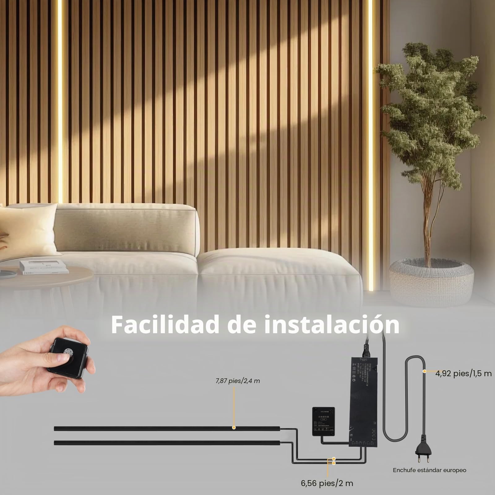 WMLBK LED negro para paneles acústicos, 2.4m incorporados paneles acústicos tira LED flexible LED pizarra 12×12mm LED pizarra Accesorios paneles acústicos (2 piezas)