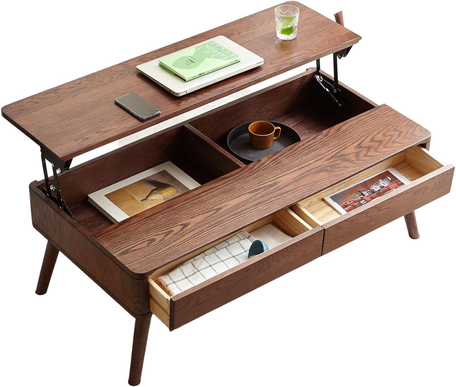 Amazon.com: Wayshome Solid Oak Lift Top Coffee Table with Hidden ...
