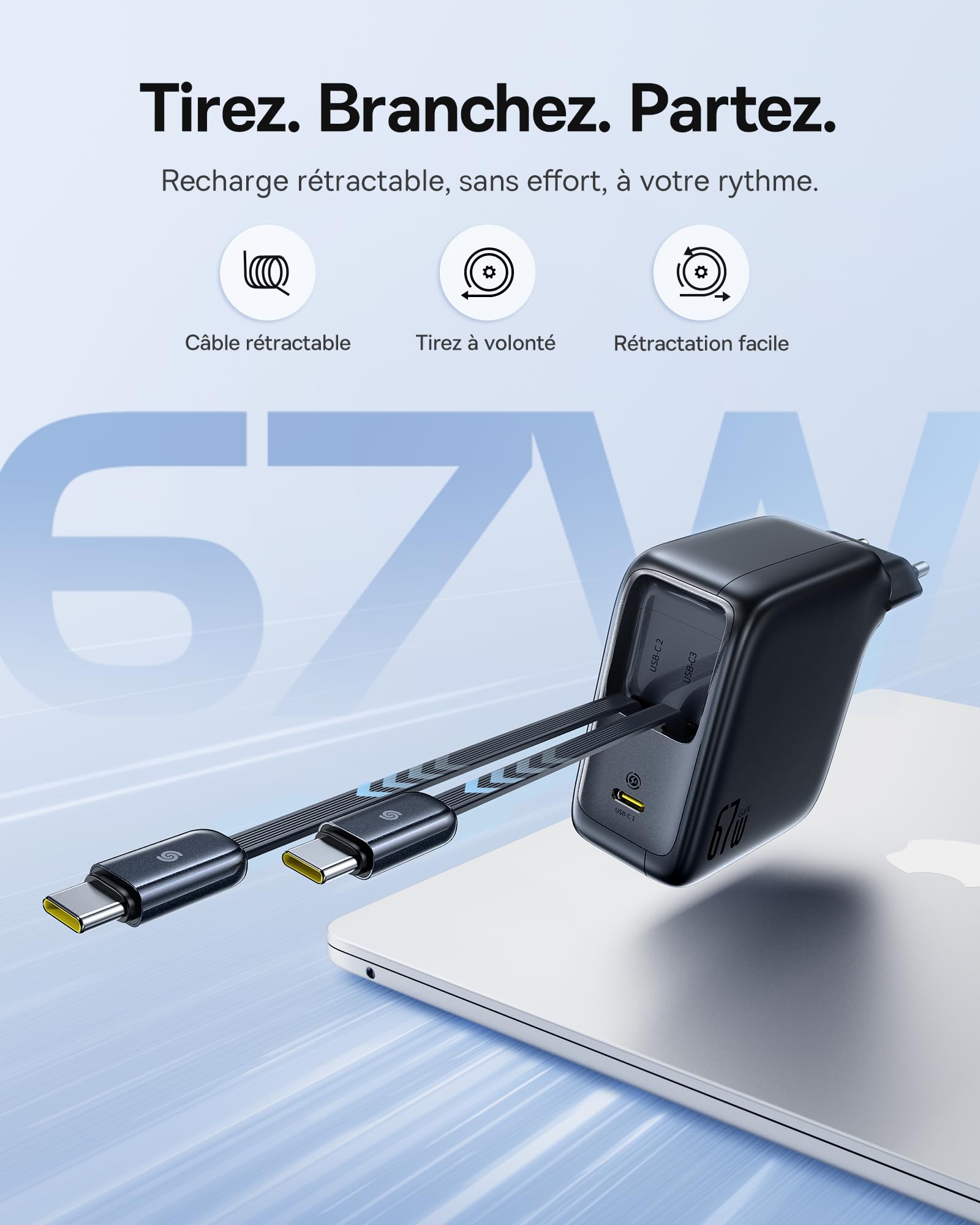 Mcdodo 67 W USB C oplader met intrekbare kabel voeding USB C GaN snellader 3-poort 67 W GaN Charger PD oplader met LED-display voor iPhone 16 15 14, Galaxy, MacBook Pro, iPads Mcdodo 67 W USB C oplader met intrekbare kabel voeding USB C GaN snellader 3-poort 67 W GaN Charger PD oplader met LED-display voor iPhone 16 15 14, Galaxy, MacBook Pro, iPads