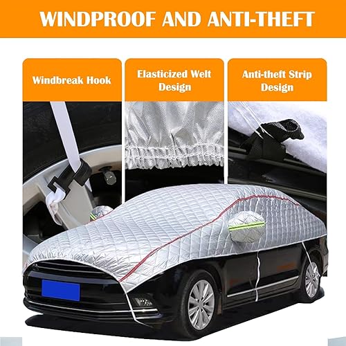 Miniatura 4 de Universal Car Cover Compatible With Kia Cerato, 177.1*68.3*57.8 IN, With Windproof Belt, 6 Reflective Strips, Outdoor Waterproof, Sunproof,