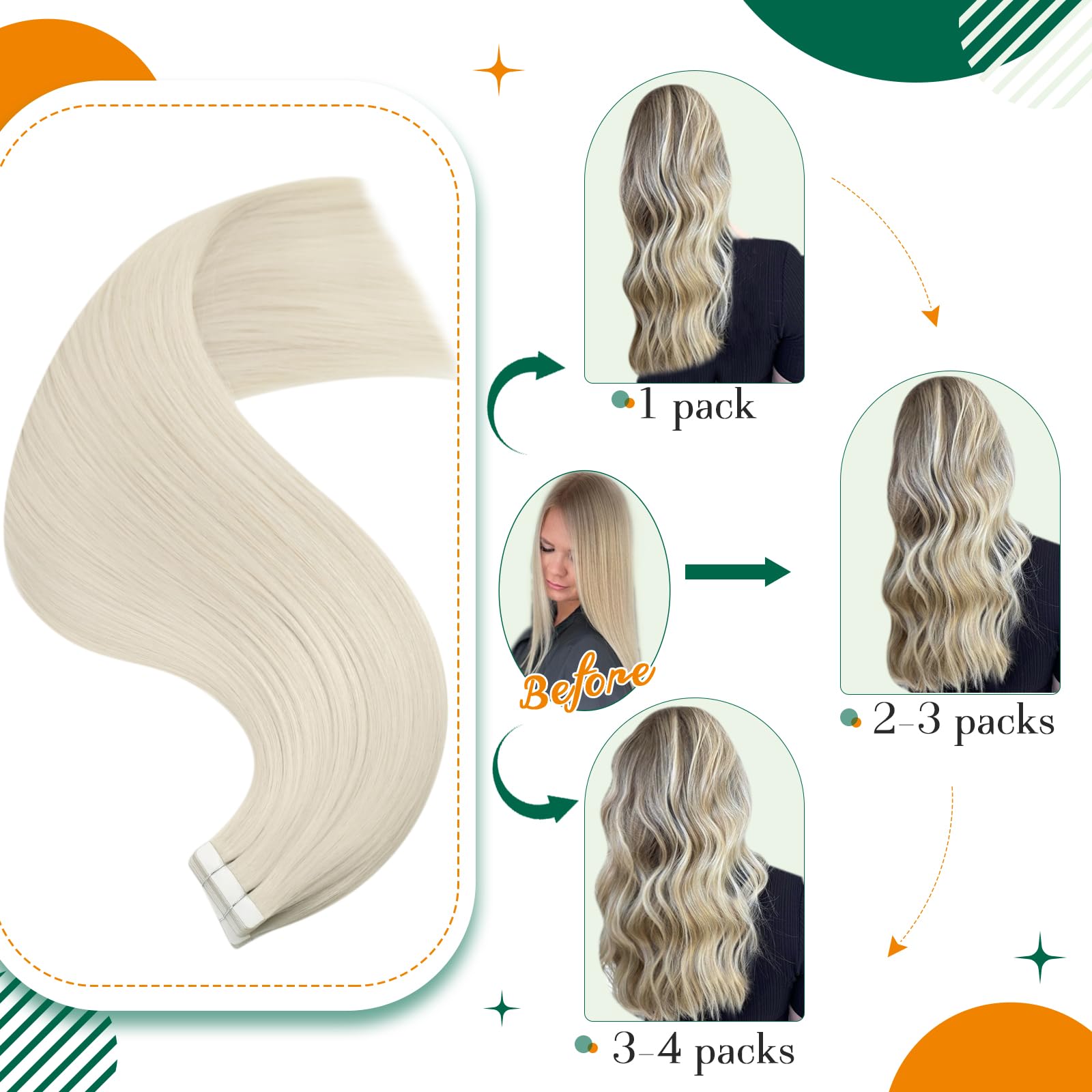 Easyouth Blonde Tape in Hair Extensions Human Hair Seamless Human Hair Tape ins Extensions White Blonde Tapes in Human Hair Extension with Natural Look 18Inch 20Pcs 40g - Image 2