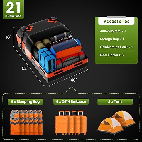 Miniatura 2 de Bolsa de carga para techo de automóvil de 21 pies cúbicos, bolsa de equipaje suave para todos los vehículos con o sin bastidores - con cremallera