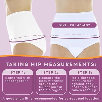 Wearever Women's Cotton Comfort Incontinence Panties for Bladder Control with Regular Absorbency - Reusable & Washable Leak Proof Underwear 150 ml (Pack of 6) (White) (2X) (Fits Hip Sizes: 45-48)