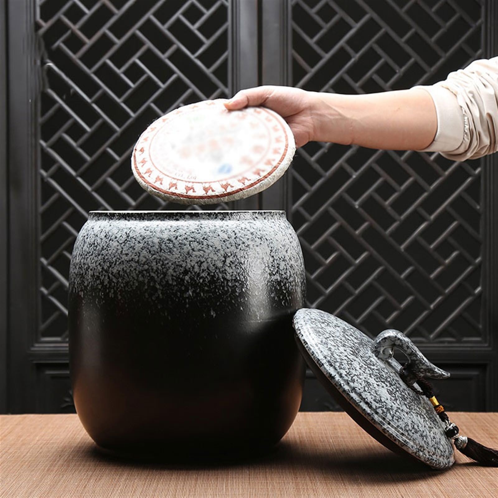 Teedose Kung-Fu-Tee-Sets, großes Keramik-Siegelglas, Tee-Kuchen-Vorratsglas, Küchen-Organizer, lose Teedosen Keramik-Dose für Tee