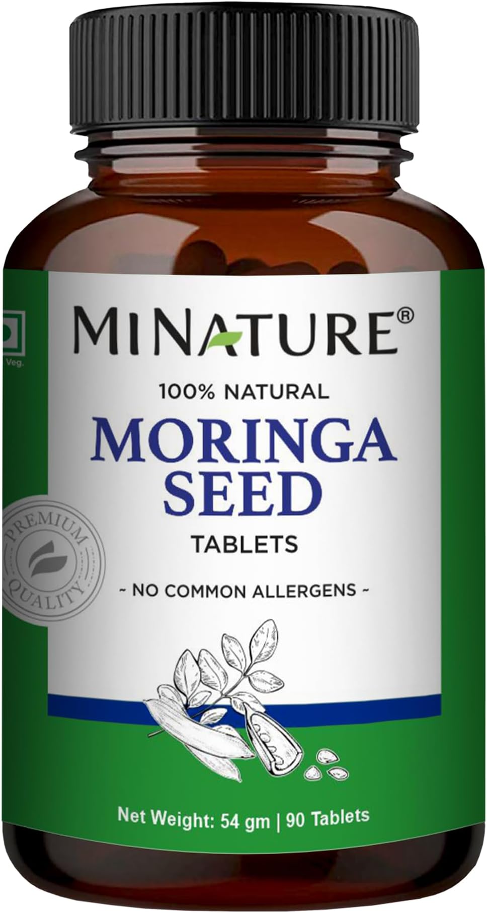 Mi Nature Moringa Seed Tablets | 90 Tablets, 1000 mg| Moringa Supplement | Vegan | Moringa Seed | from India