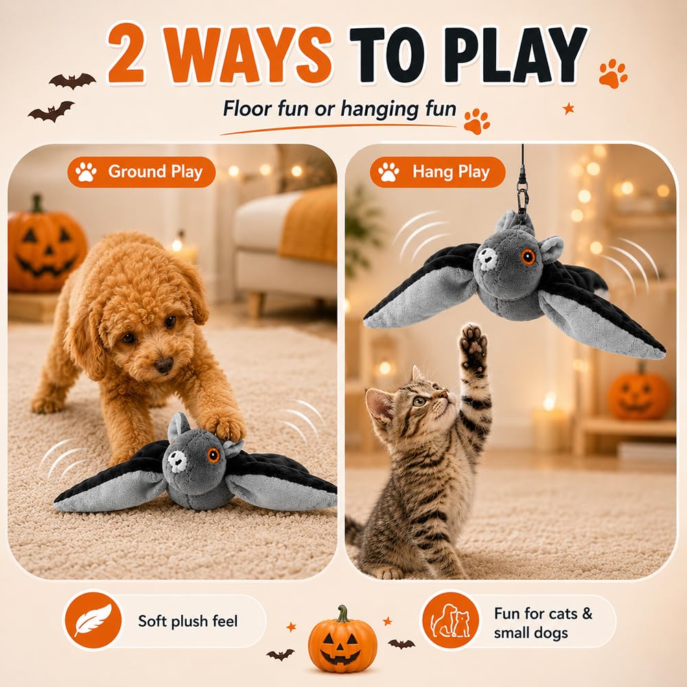 Generico Flapping Bat Dog Toy for Large Dogs，2pcs | Flying Bat Toy, Hanging & Ground Play Flying Dog Toy with Flapping Wings for Chase & Boredom Relief