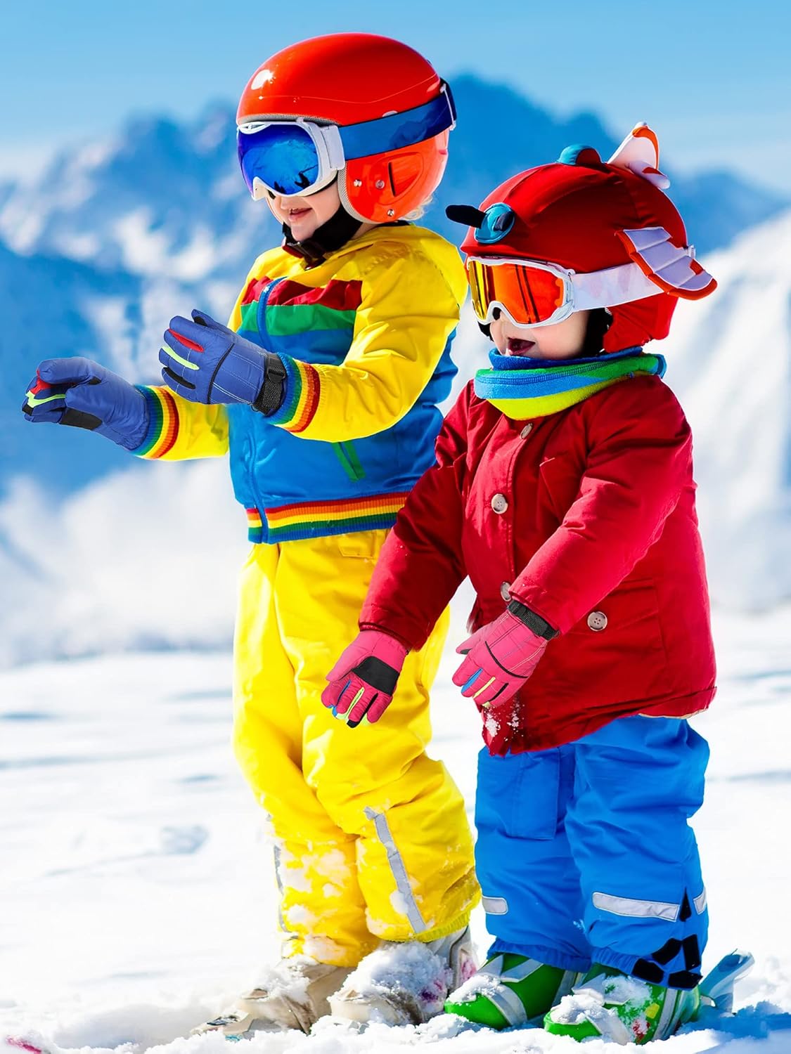 4 Pairs Kids Ski Gloves, Warm Waterproof and Breathable Snow Gloves for Cold Weather Kids Sledding Snowboard Skating Cycling : Clothing, Shoes & Jewelry