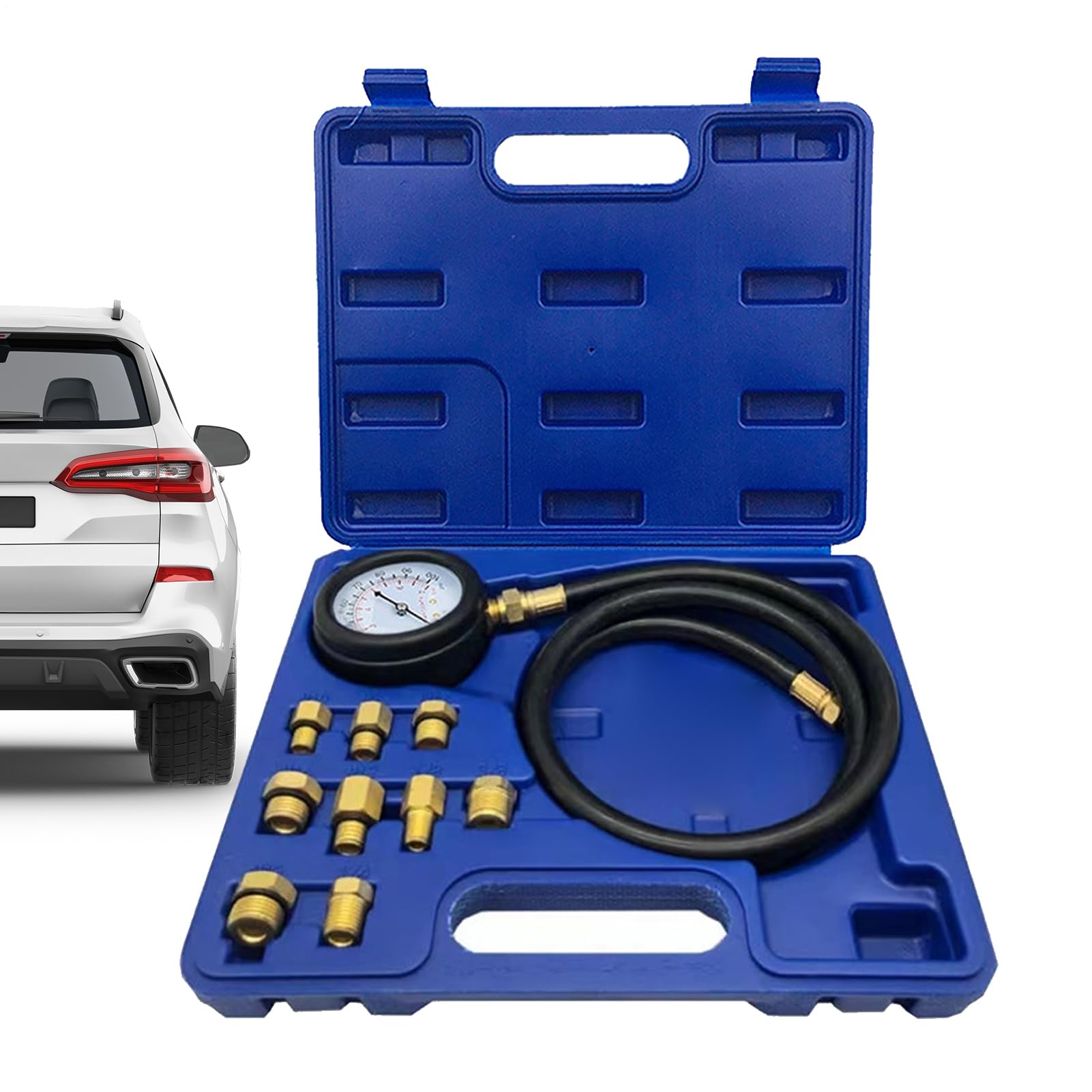 Kit Manometro Pressione Olio Tester Cilindri Per Auto | Pressione Custodia Tubi Lunghi Doppia Strumento Diagnostico Auto per Camion Officine Riparazione