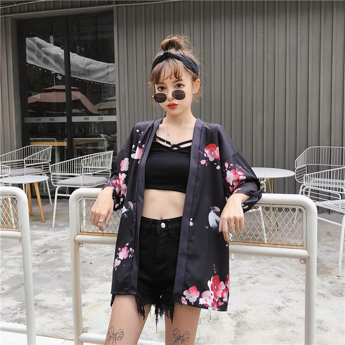 GK-O Women Japanese Kimono Cardigan Geisha Style Print Yukata Jacket Lightweight Haori Coat Summer Fashion