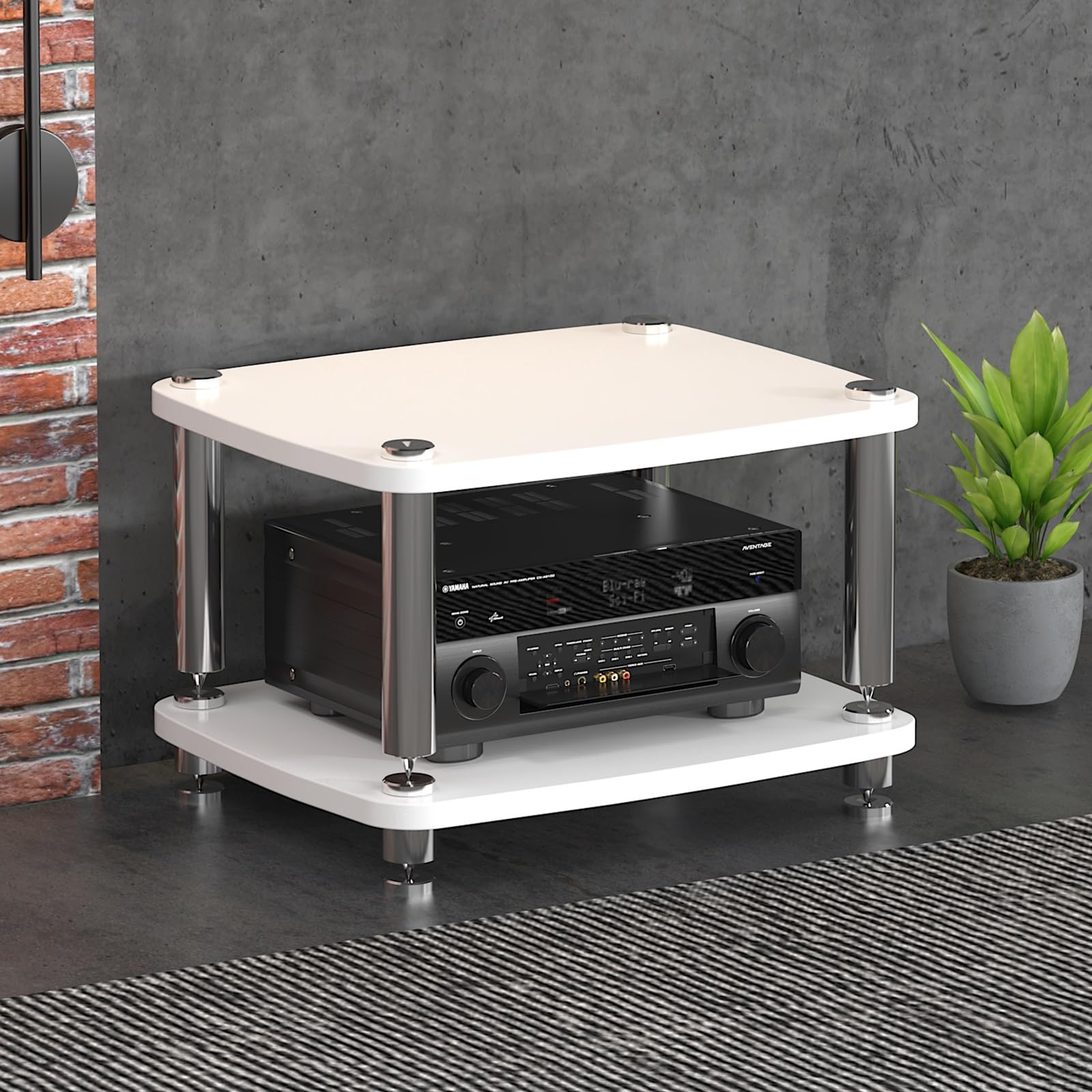 Nowoczesny stojak AV O-Rack stojak audio rage stojak na konsole do gier narożny stojak na telewizor mała szafka centrum rozrywki biały 38 cm / 15 cali - stylowa półka na media