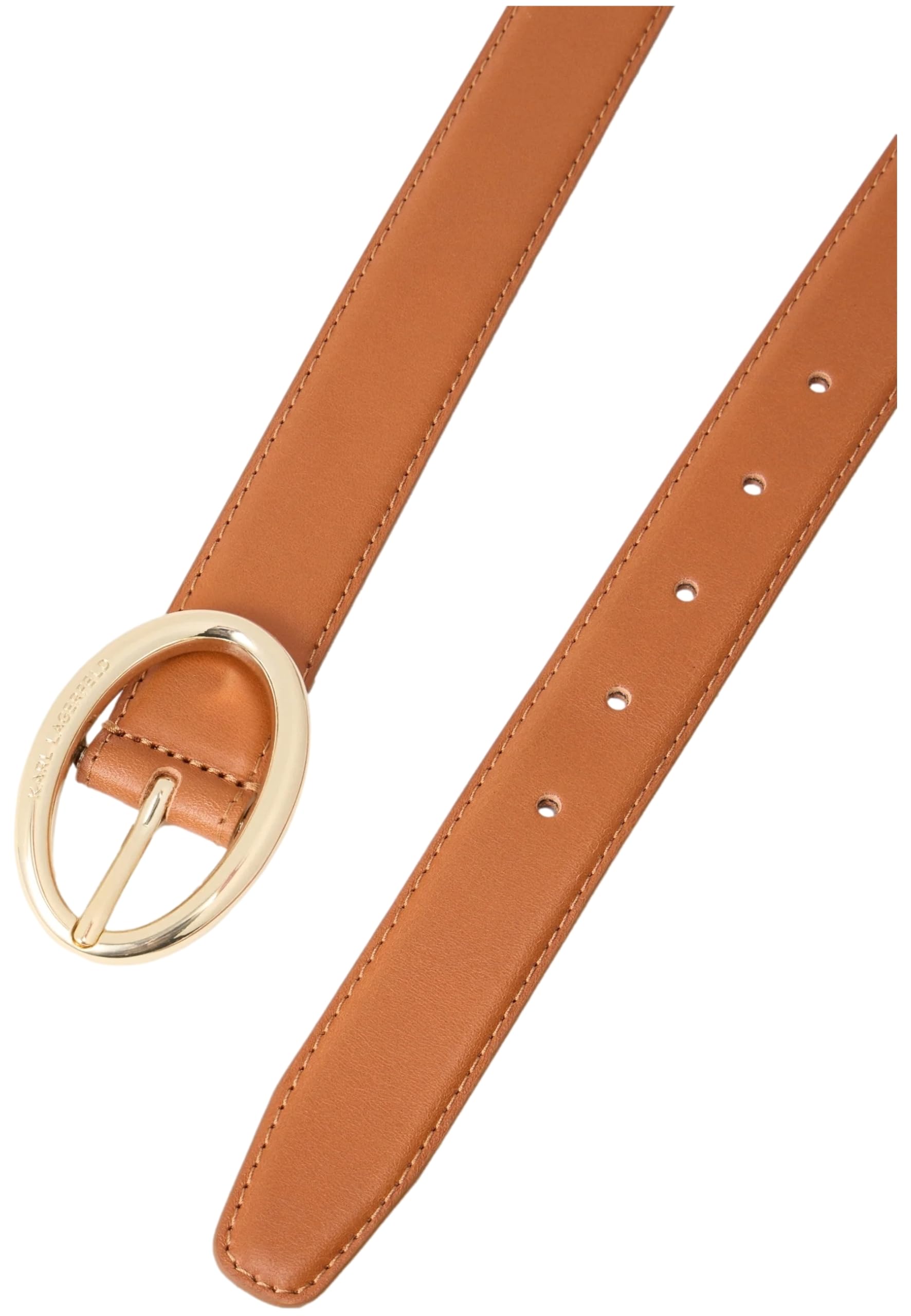 KARL LAGERFELD Ceinture boucle dorée ovale couleur marron