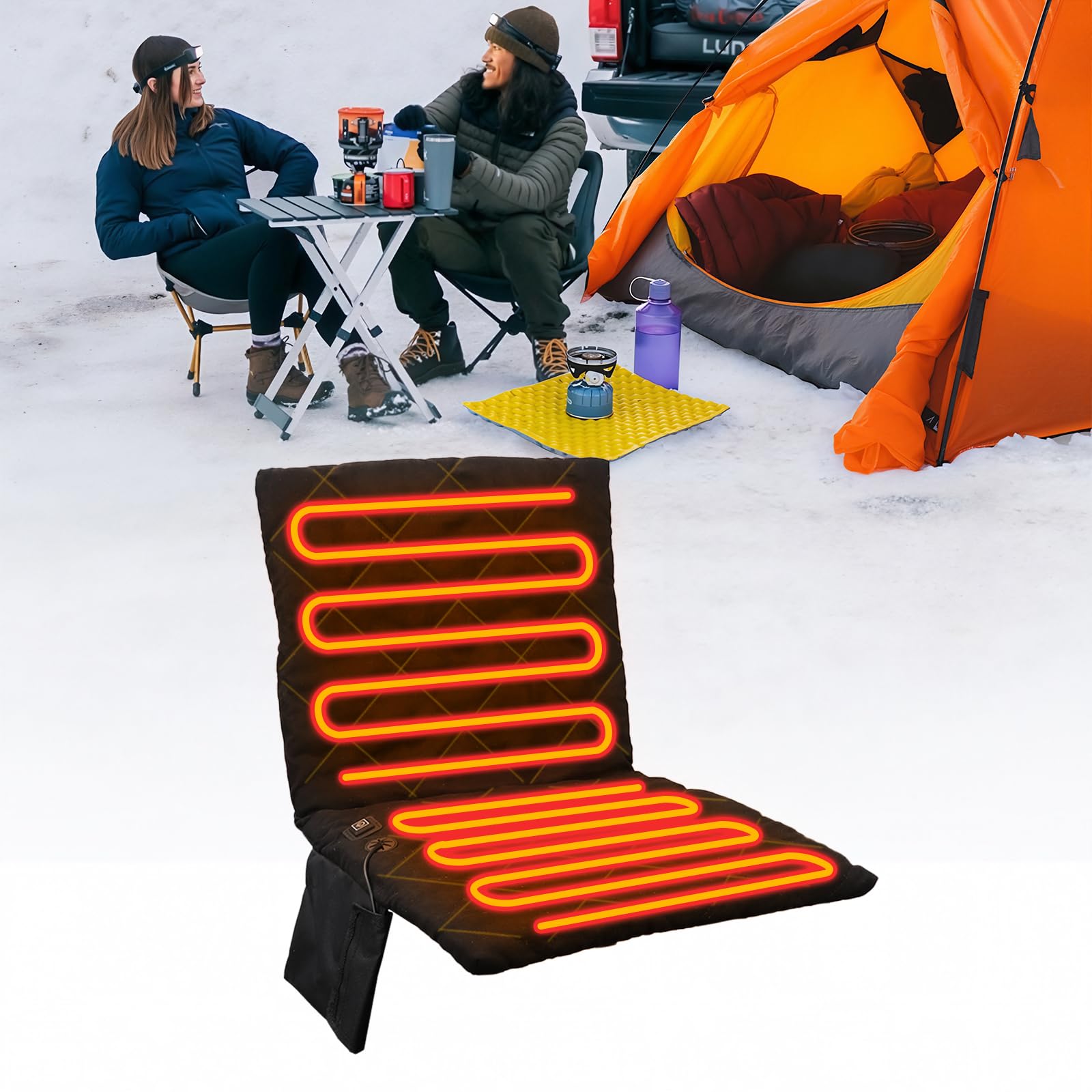 Beheizbares Sitzkissen Outdoor, Stadion Sitzkissen Beheizbar USB, Heizkissen Outdoor mit 3 Heizstufen, 40x80x2cm Tragbar Ultraweich Sitzheizung Bürostuhl Elektrisch Wärmekissen für Camping, Angeln