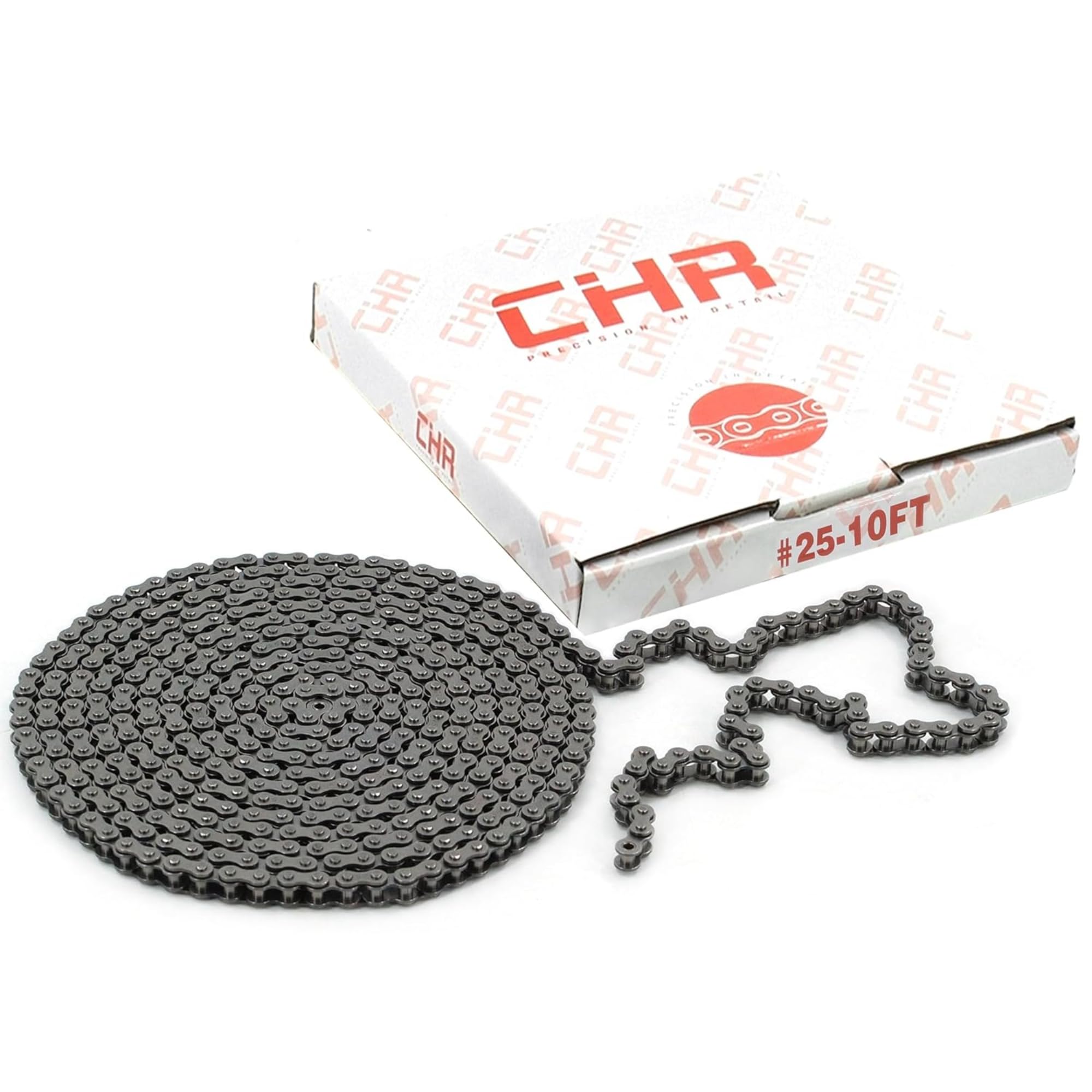 CHR #25 Roller Chain - 10FT | 479 Links + 2 Free Connecting Links | 1/4" Pitch Carbon Steel Chain | Roller Chain for Bikes, Go-Karts, Bicycles & Machinery | ISO 9001-2000 Certified — Amazon image 5