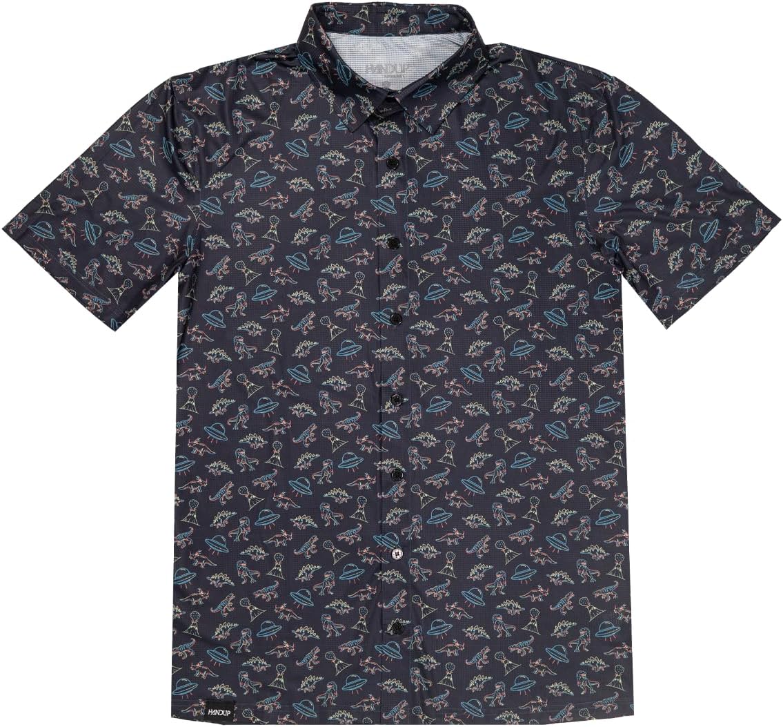 Handup FlexGRID Athletic Hawaiian Shirt - 100% Lightweight Polyester - 4 Way Stretch Breathable Fabric Hawaiian Shirt
