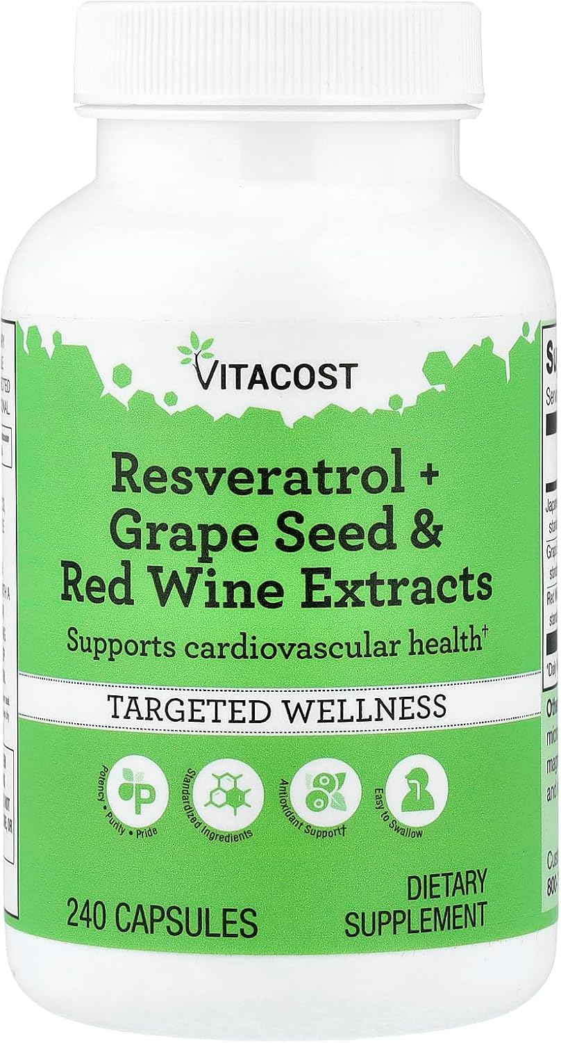 Vitacost Resveratrol + Grape Seed & Red Wine Extracts -- 240 Capsules