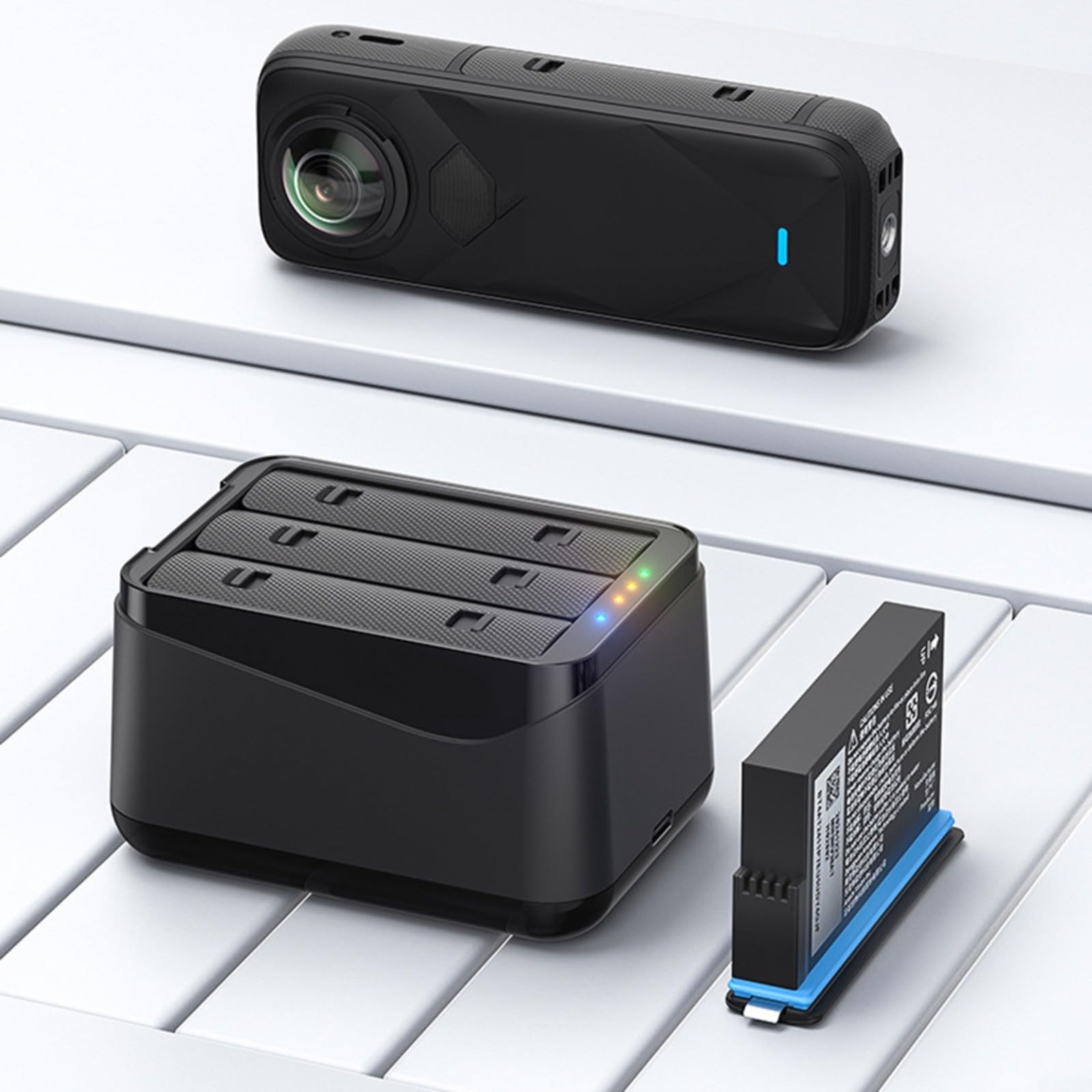 Per Insta360 X5 caricabatterie portatile 3 batterie di ricarica caricatore caricatore caricatore per fotocamera Box stazione di ricarica per Insta360 X5 nero