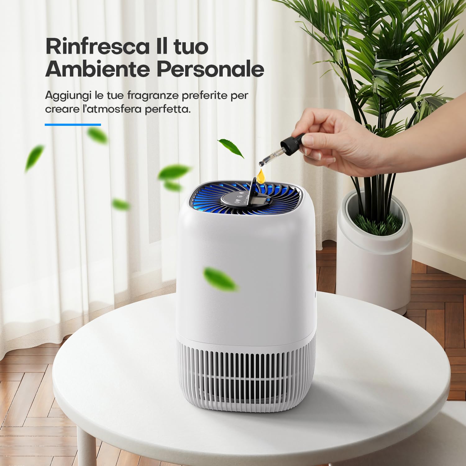 OMISOON Purificatore d'Aria Personale, Filtro HEPA H13 99,97%, Consumo Energetico Ridotto a 5W, Adatto per Stanze da 10㎡ a 15㎡, Silenzioso 22db, Elimina Efficacemente Polline e Polvere, Capelli
