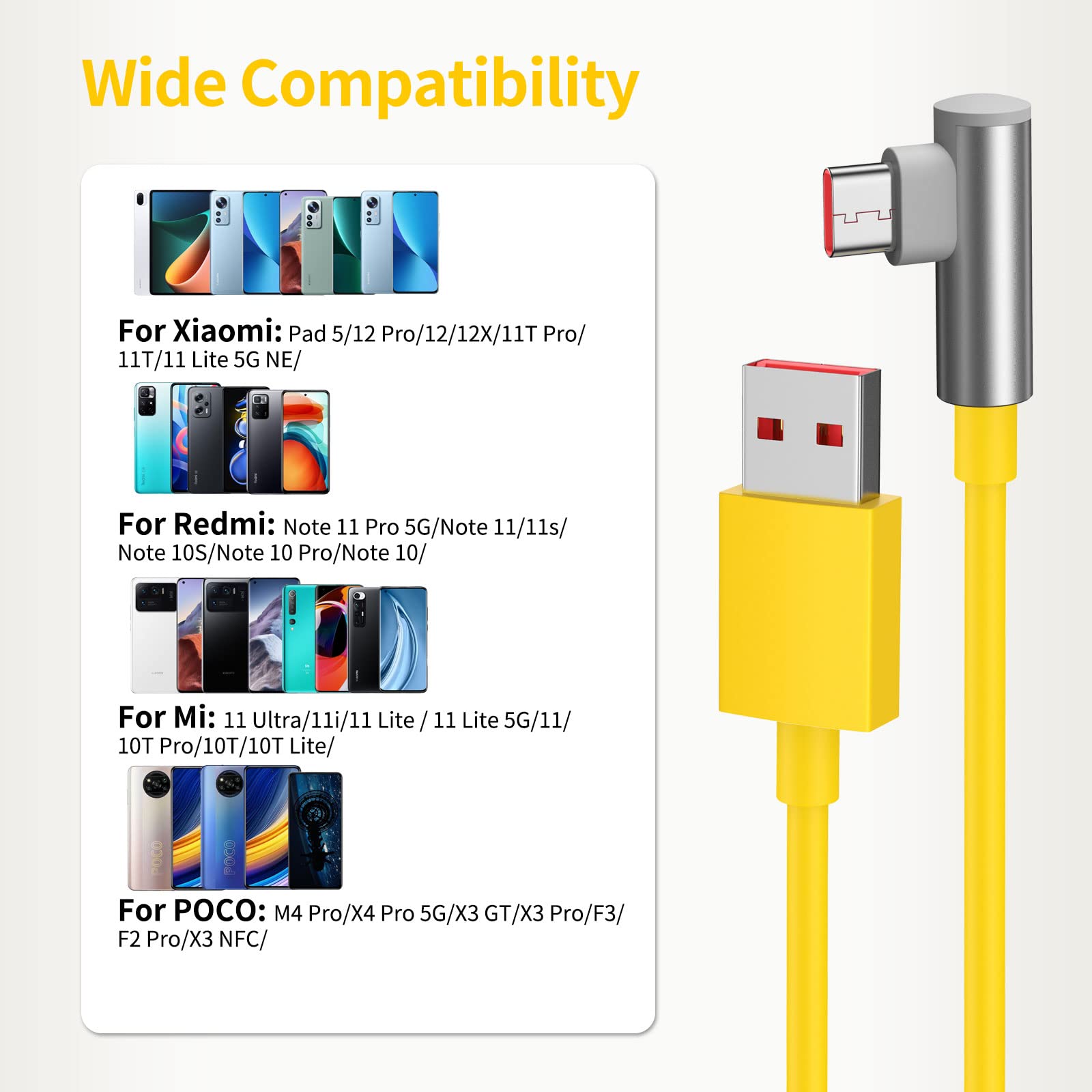 Cavo Ricarica Rapida 120W 6.1A Per Xiaomi/Redmi/POCO, USB-C 1.8m, Nylon Intrecciato, Turbo Charge, Bianco - 2