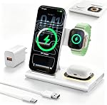 3 en 1 Station de recharge pliable pour chargeur sans fil Apple pour iPhone 17 16 15 14 Series, Station de recharge sans fil iWatch Series 11 10 Ultra 3/2 SE 3/2 Chargeur pour AirPods 4/3/2/Pro 3/Pro 2