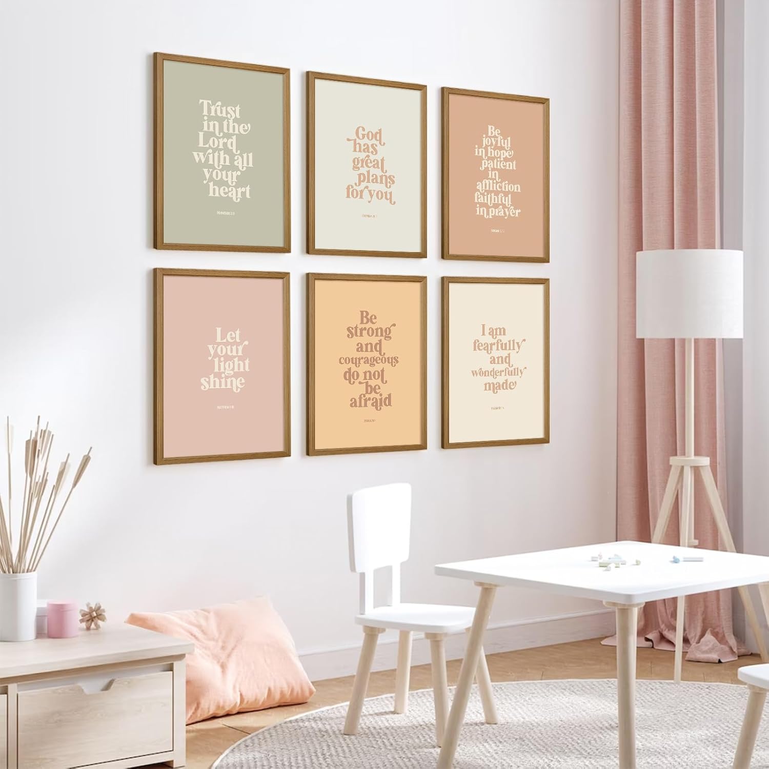 Bible Verse Wall Art Decor Kids Christian Canvas Pictures Inspirational Quotes Wall Art Jesus Religious Posters Educational Kids Artwork Christian Boho Prints for Bedroom 8x10x6 Inch Wood Framed