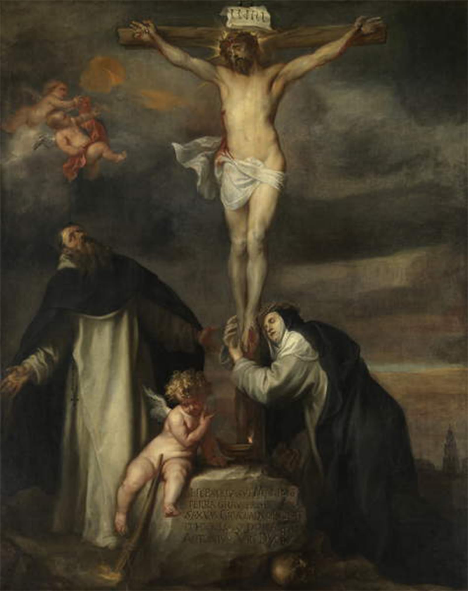 ARTXLXXBN Famous Art Print Poster Vintage Wall Art Christ on the Cross with Saint Catherine of Saint by Van Dyck Canvas Art Poster for Home Decor 60x90cm
