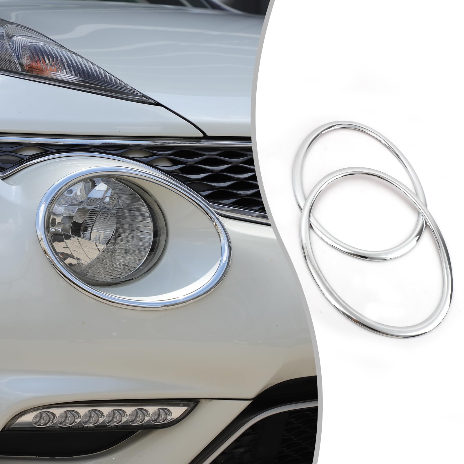 2 mini anelli decorativi per fari compatibili con Nissan Juke/Infiniti ESQ a partire dall'anno modello 14+ anello decorativo per fari