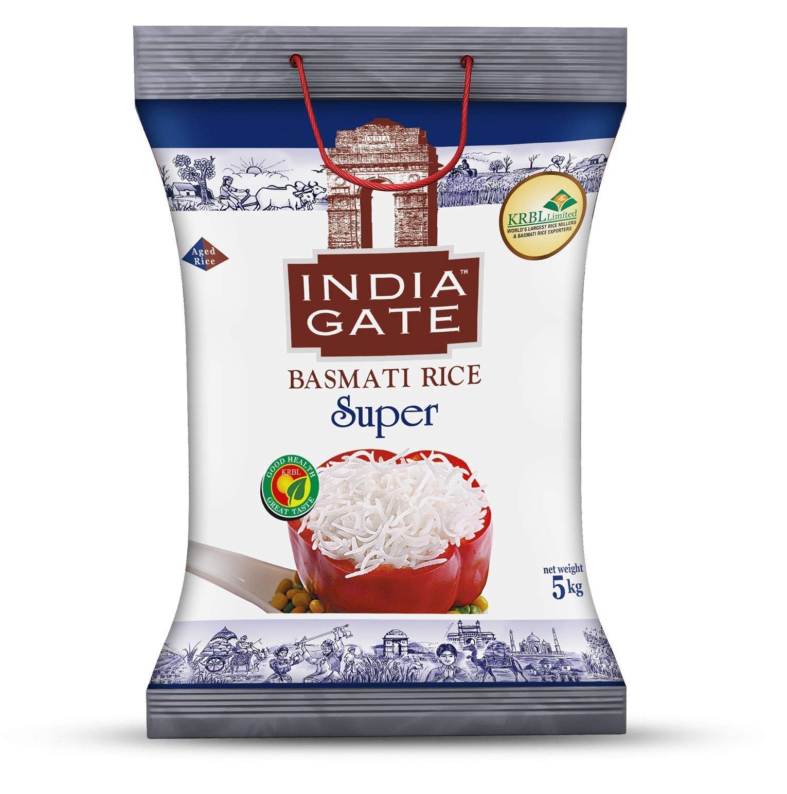 Buy INDIA GATE Super Premium Basmati Rice Aged Rice with Long Grains & Rich Aroma 5kg Pack