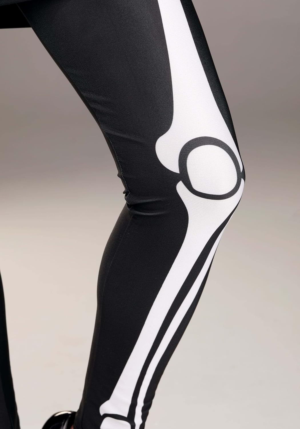 Maternity Pregnant Skeleton Costume - Dress with Printed Bones, Leggings, and Removable Ribbon Bow
